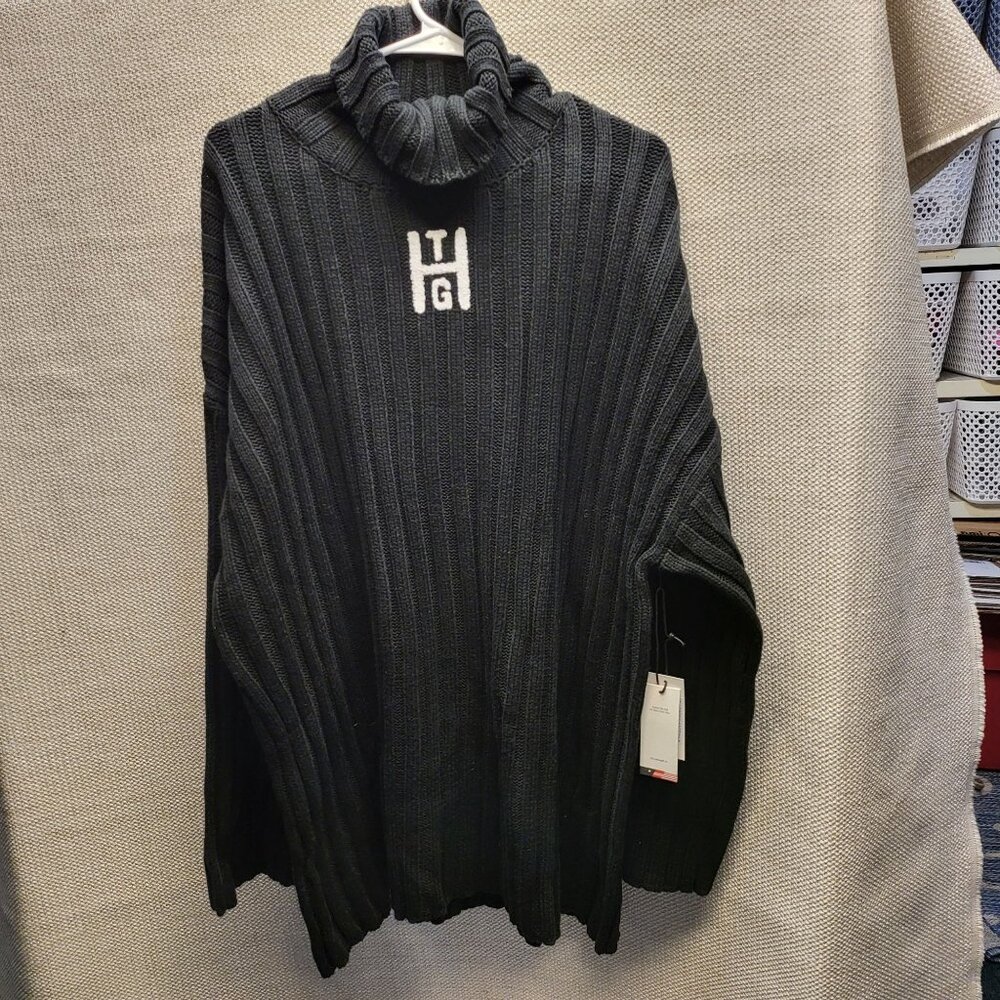 Woman's Honor The Gift Cable Knit Turtle Neck Sweater Dress Black Size Medium NW